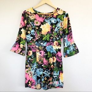 Hawaiian Floral Tropical Bell Sleeve Romper S